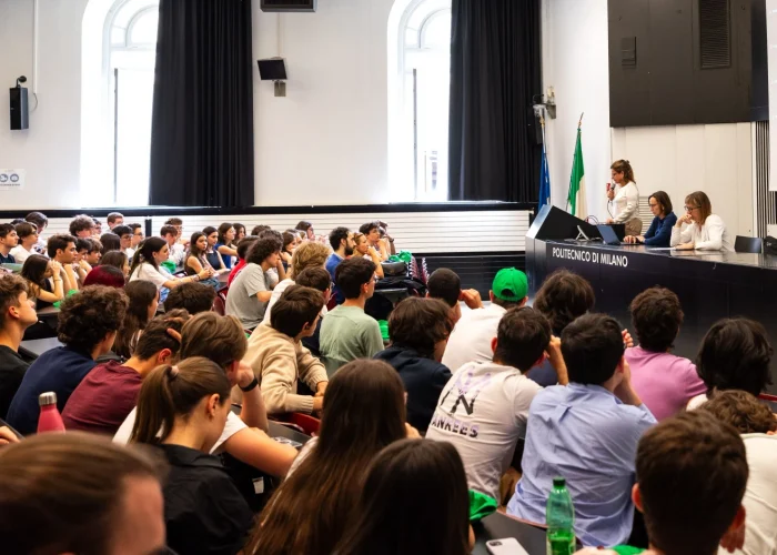 View of students and teachers at high school STEM summer camp