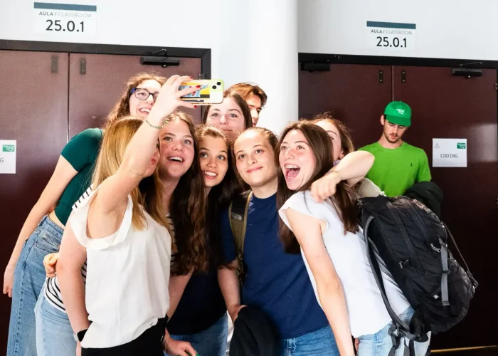 View of students and teachers at high school STEM summer camp