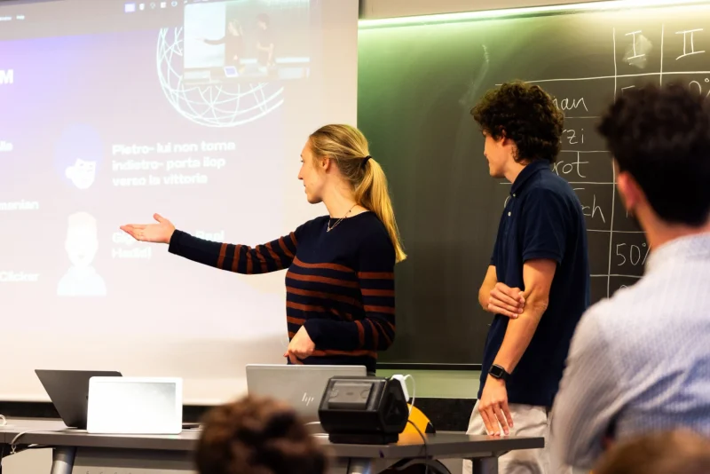 View of students and teachers at high school STEM summer camp