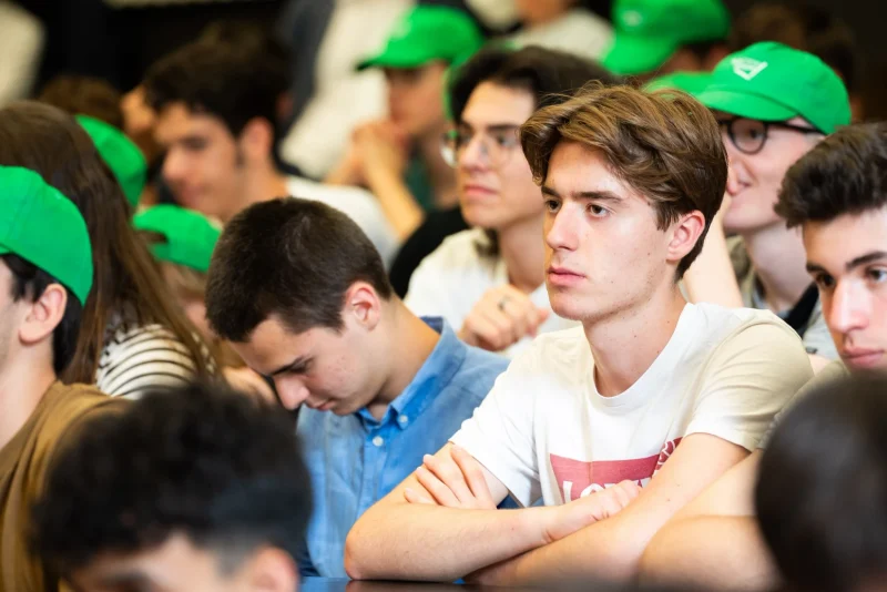 View of students and teachers at high school STEM summer camp