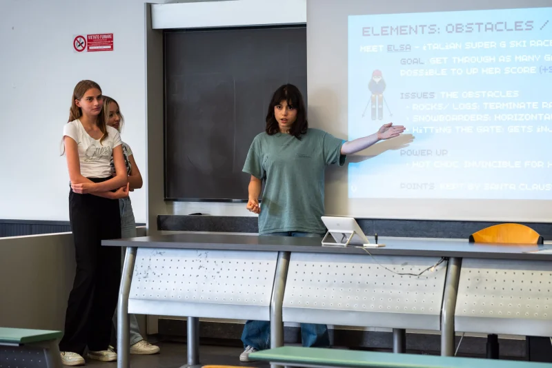 View of students and teachers at high school STEM summer camp