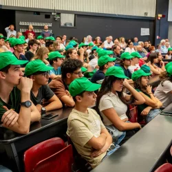 View of high school STEM summer camp students in the auditorium