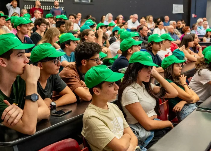 View of high school STEM summer camp students in the auditorium