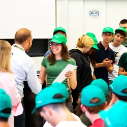 View of students and teachers at high school STEM summer camp