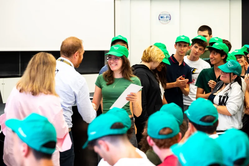 View of students and teachers at high school STEM summer camp