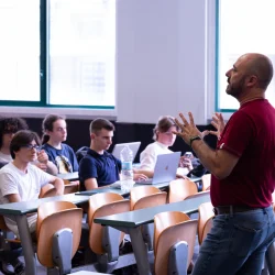 View of high school STEM summer camp students in class