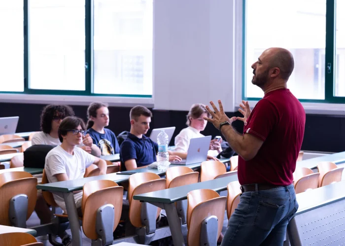 View of high school STEM summer camp students in class