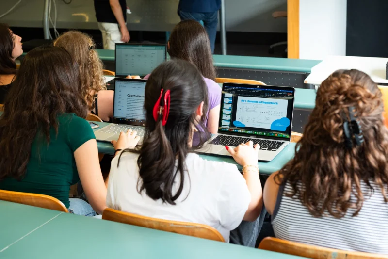 View of high school STEM summer camp students in class